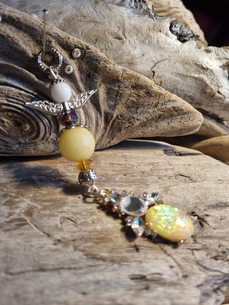 Dzeltena kvarca sargeņģelis "Mirdzošais" mājai un dzīvoklim Izmērs 9 x 2 cm