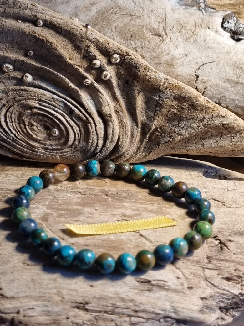 Hrizokolas rokassprādze "Jauka diena" nr 1. Izmērs 19 cm Bumbiņa 6 mm Dzeltena bantīte