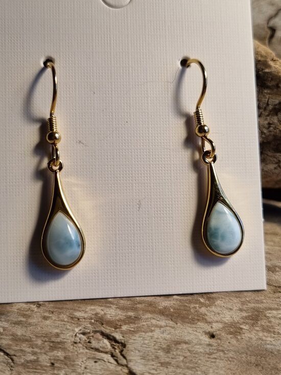 Larimāra auskari "Miers dienas garumā" Izmērs 3.5 x 0.7 cm Sudrabs apzeltīts