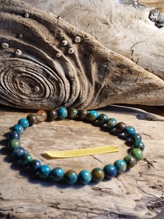 Hrizokolas rokassprādze "Jauka diena" nr 1. Izmērs 19 cm Bumbiņa 6 mm Dzeltena bantīte