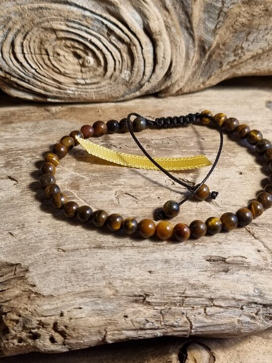 Tīģeracs regulējama aproce "Skaistā" Izmērs 20 - 24 cm Bumbiņa 4 mm Dzeltena bantīte