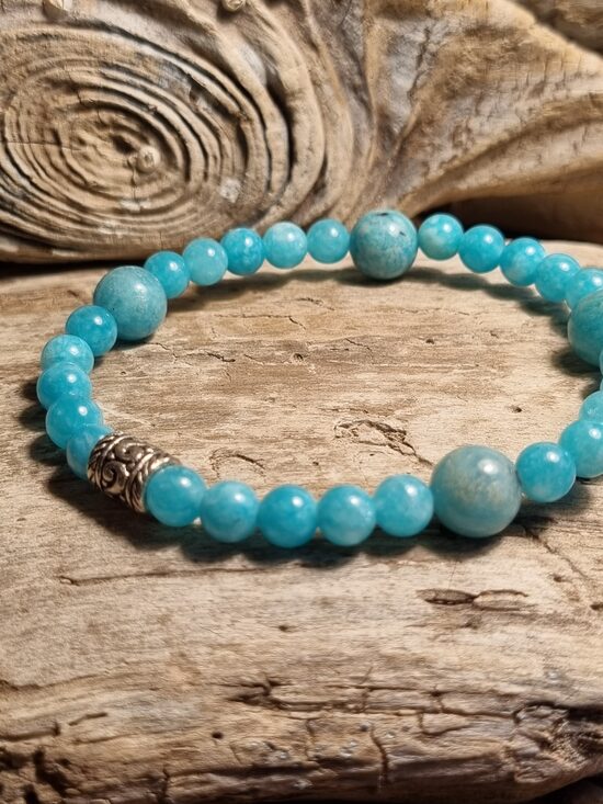 Amazonīta aproce "Noņemt stresu" Izmērs 18.5 cm Bumbiņas 10 mm un 6 mm