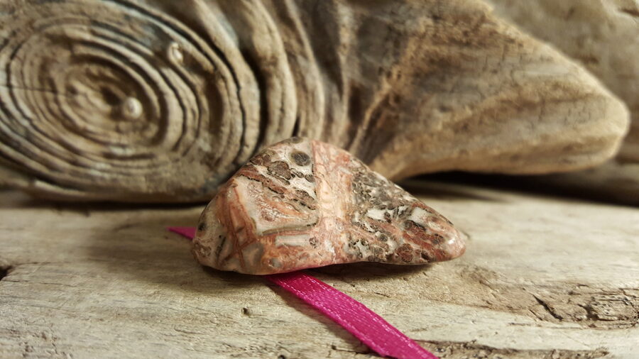 Jašmas olis "Leoparda" nr 1. Izmērs 3.5 x 2.5 cm Rozā bantīte Mašāžai