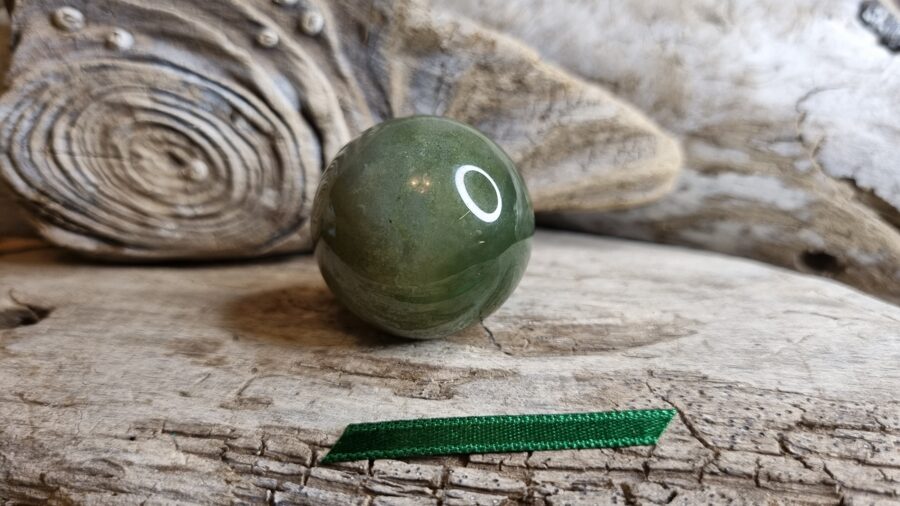 Avanturīna lode "Relaksācija" Izmērs 3 cm Zaļa bantīte Virpināt rokās Masāžai