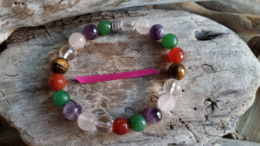 Harmonizējošā rokassprādze "Līdzsvars" Izmērs 20 cm Bumbiņas 10 mm Rozā bantīte